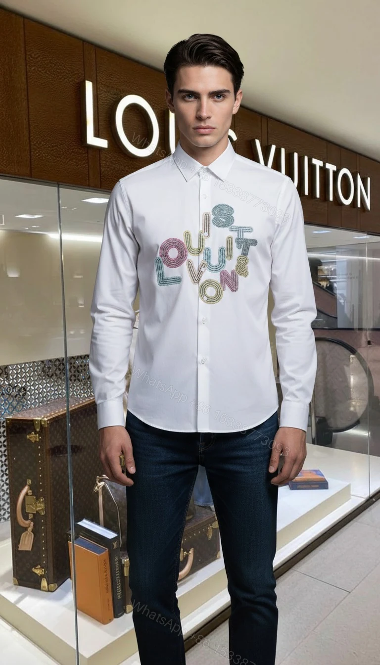 View 3 of FIRST COPY LOUIS VUITTON DIAMOND DESIGNER PARTY WEAR SHIRT