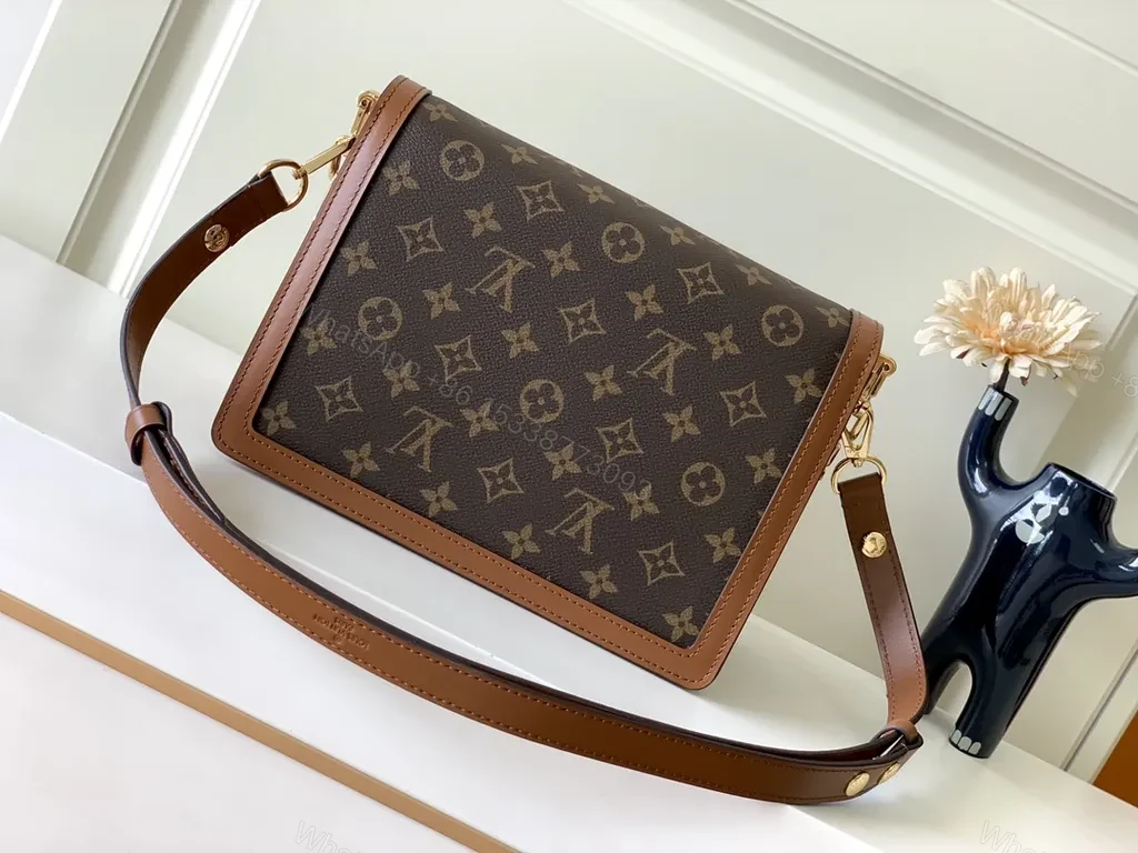 View 7 of Chocolate Monogram Leather-Trim Carryall: Timeless, Versatile Luxury Bag