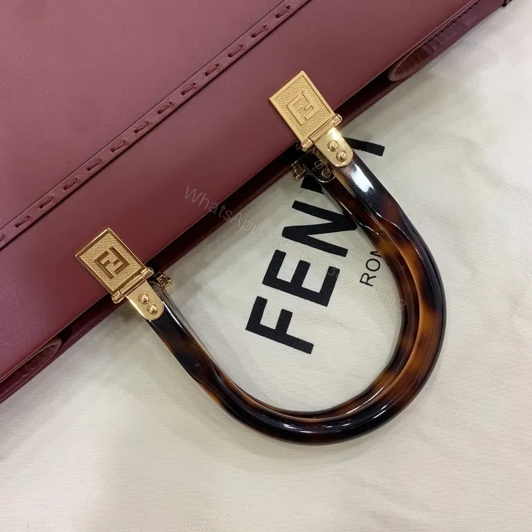 View 2 of Burgundy Leather Tote: Structured, Fendi-Inspired Luxury Bag