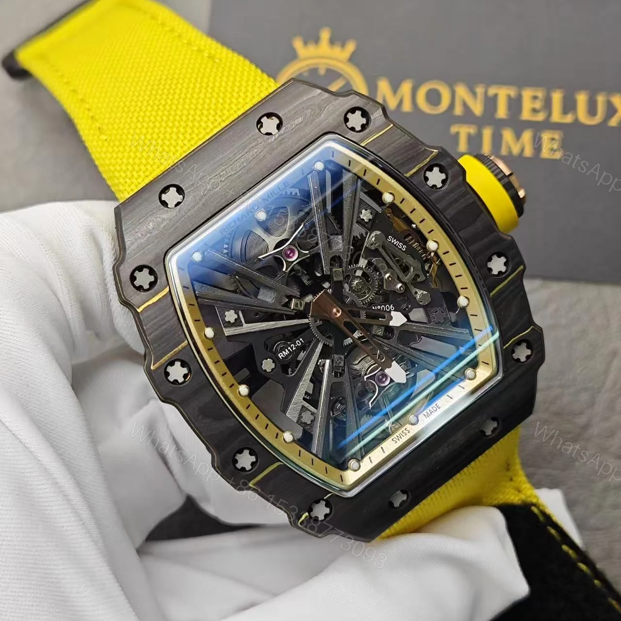 View 14 of Richard Mille Swiss Clone RM 12 01 Real Tourbillon Real Carbon