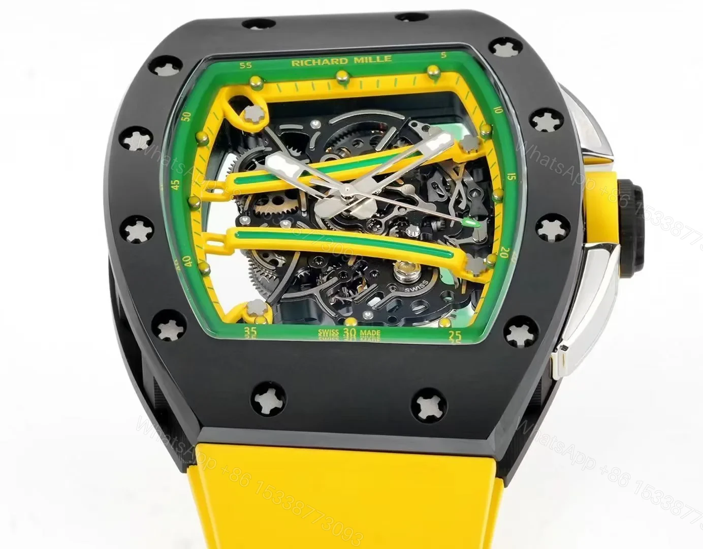 View 2 of Richard Mille RM61-01 Watch TZP-N Zirconia Ceramic NTPT Carbon Fiber Skeleton Dial RMUL2 Manual Winding Movement Suspended Bridge Luxury Sports Edition RM61-01-TZP-NTPT-RM2-SB
