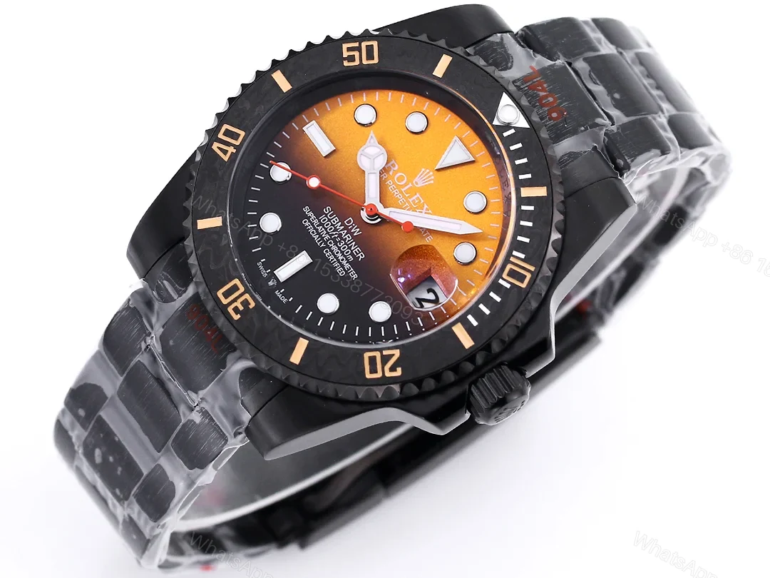 View 4 of Rolex Submariner Orange Black Replica 40MM Premium Carbon-Style Bezel Oyster Bracelet RG-ROLEX-SUB-ORANGE-BLACK-40