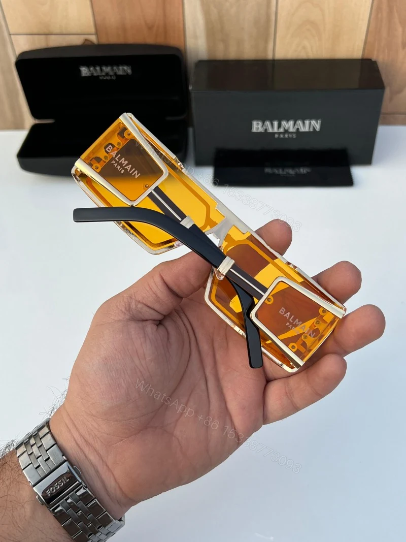 View 3 of First Copy Balmain Gold Yellow Sunglasses