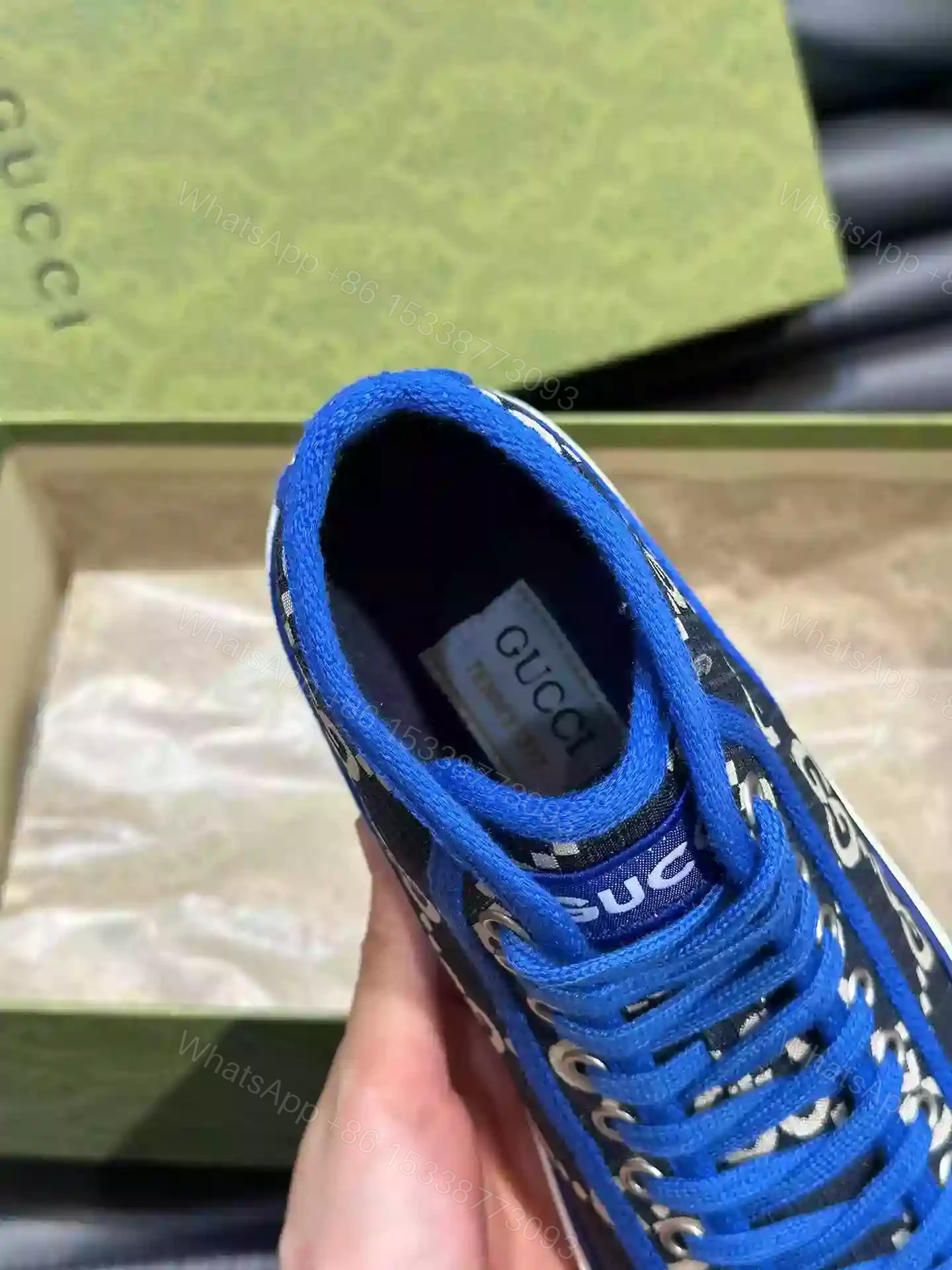 View 5 of GUCCI TENNIS 1977 HIGH-TOP SHOES SNEAKERS IN BLACK/BLUE – GC284