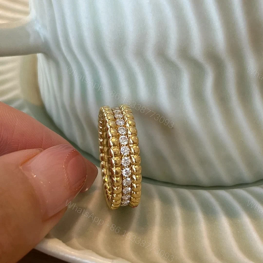 View 3 of 18K Yellow Gold Van Cleef & Arpels Perlée Diamond Ring 1 Rows VCARP4E100
