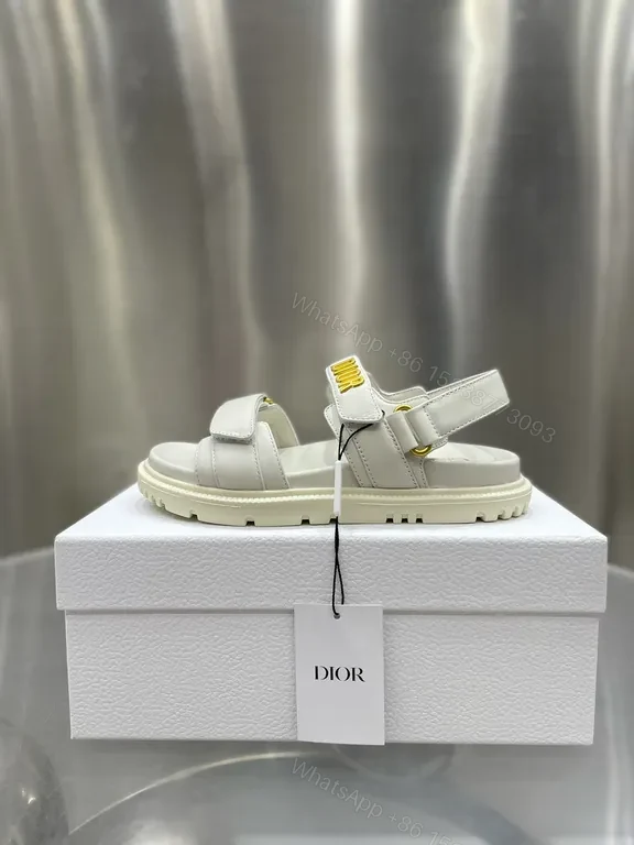 View 6 of White Leather Minimalist Sandals with Dior Hardware