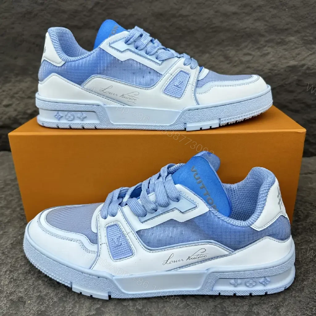 View 7 of Blue Denim-White Leather High-Top Sneakers: Luxe Comfort