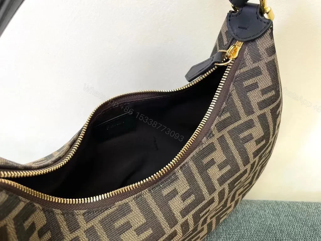 View 8 of Bold Logo Hobo Bag: Monogramed Leather & Canvas, Gold Accents