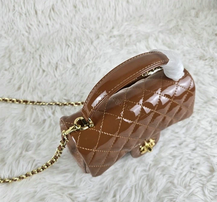 View 5 of Chanel Classic Flap Bag With Top Handle Brown B67890