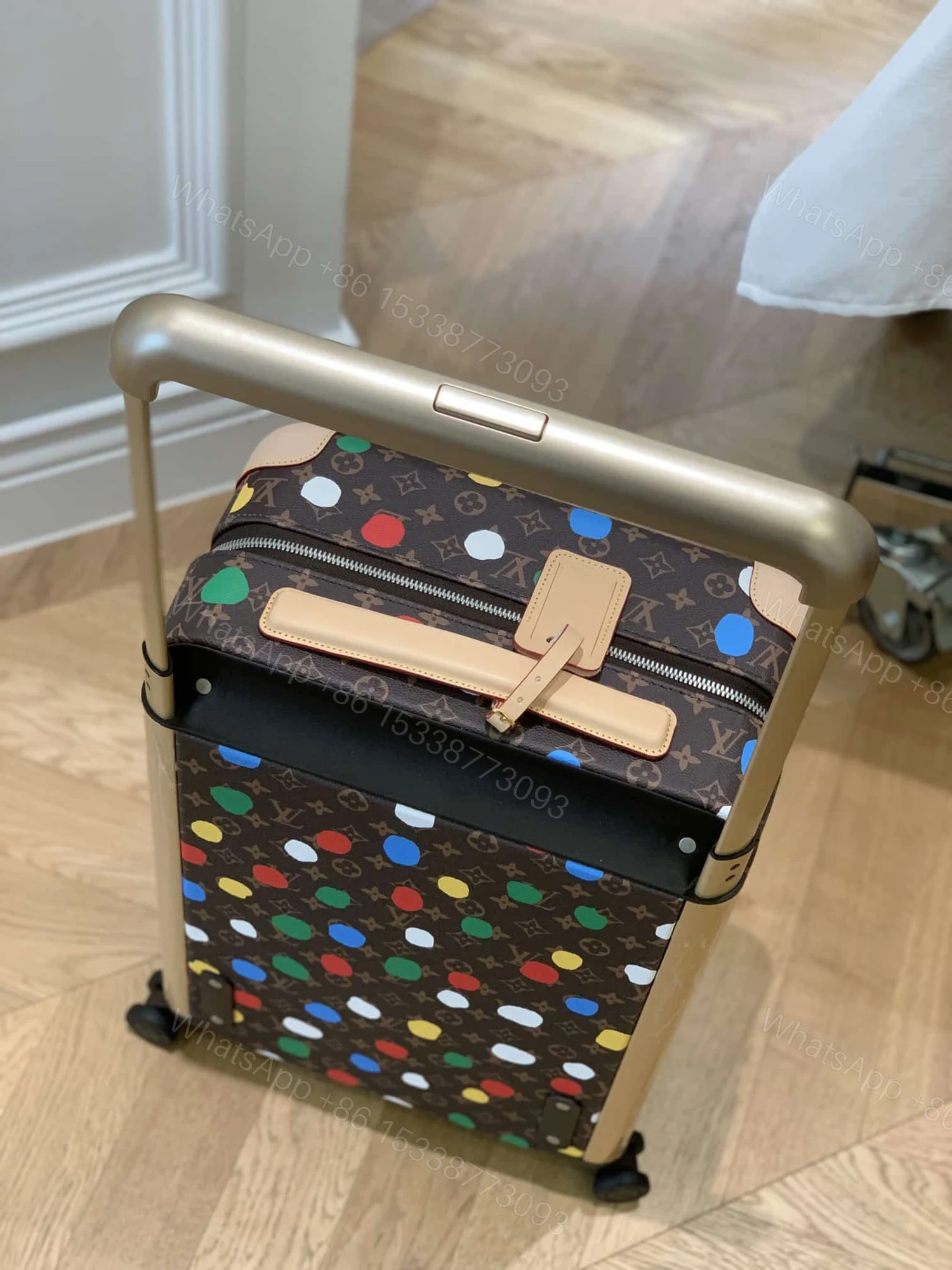 View 8 of Louis Vuitton X Yayoi Kusama Horizon 55 Suitcase Grained Leather Monogram Multicolor 55Cm M10118