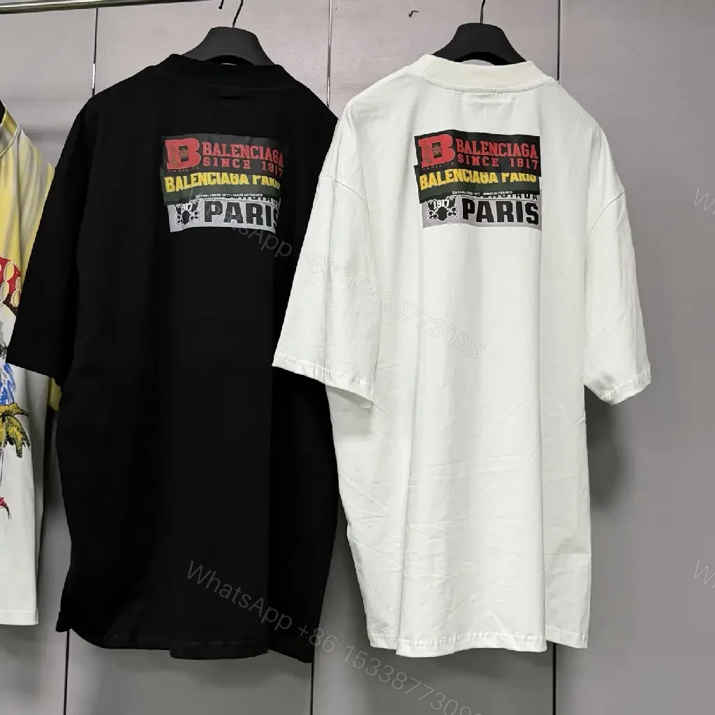 View 4 of White Cotton Oversize T-Shirt Balenciaga Graphic Patch Style Trendy Top