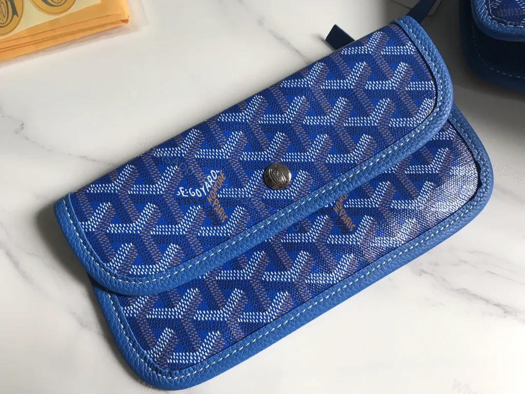 View 8 of Blue Goyard-Inspired Patterned Handbag: Luxe Everyday Tote