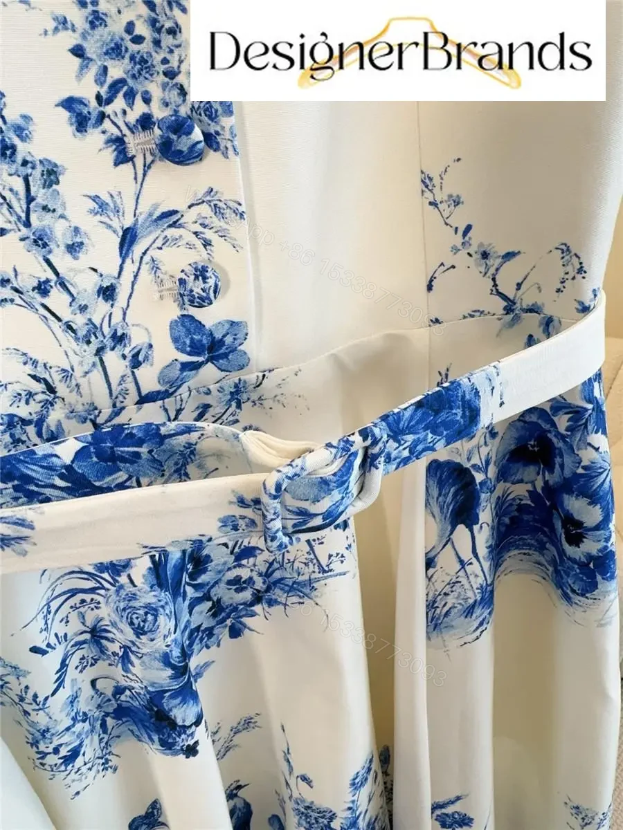 View 6 of Dior Toile de Jouy Floral Garden Mid-Length Belted Dress