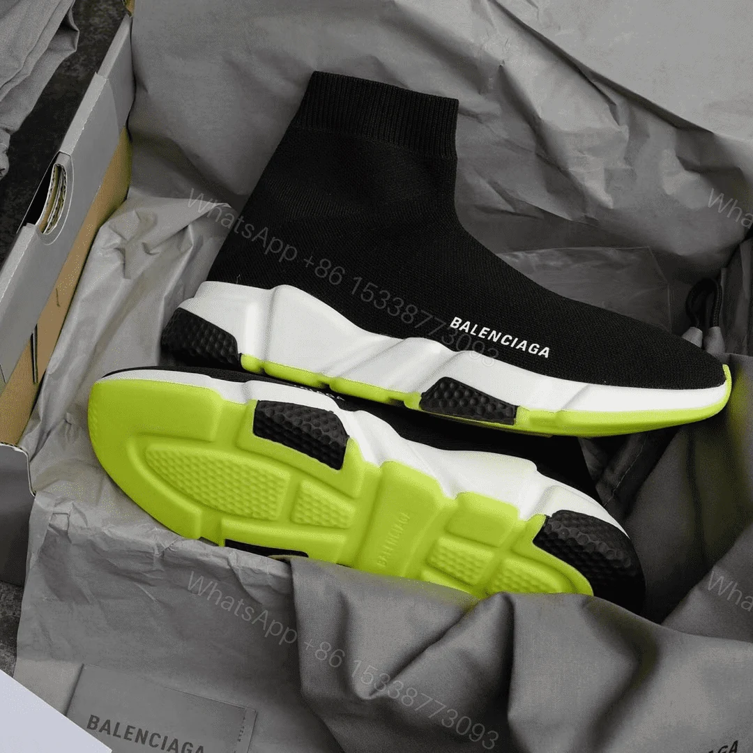 View 2 of BALENCIAGA SPEED TRAINER BLACK WHITE NEON SS19 – BB12