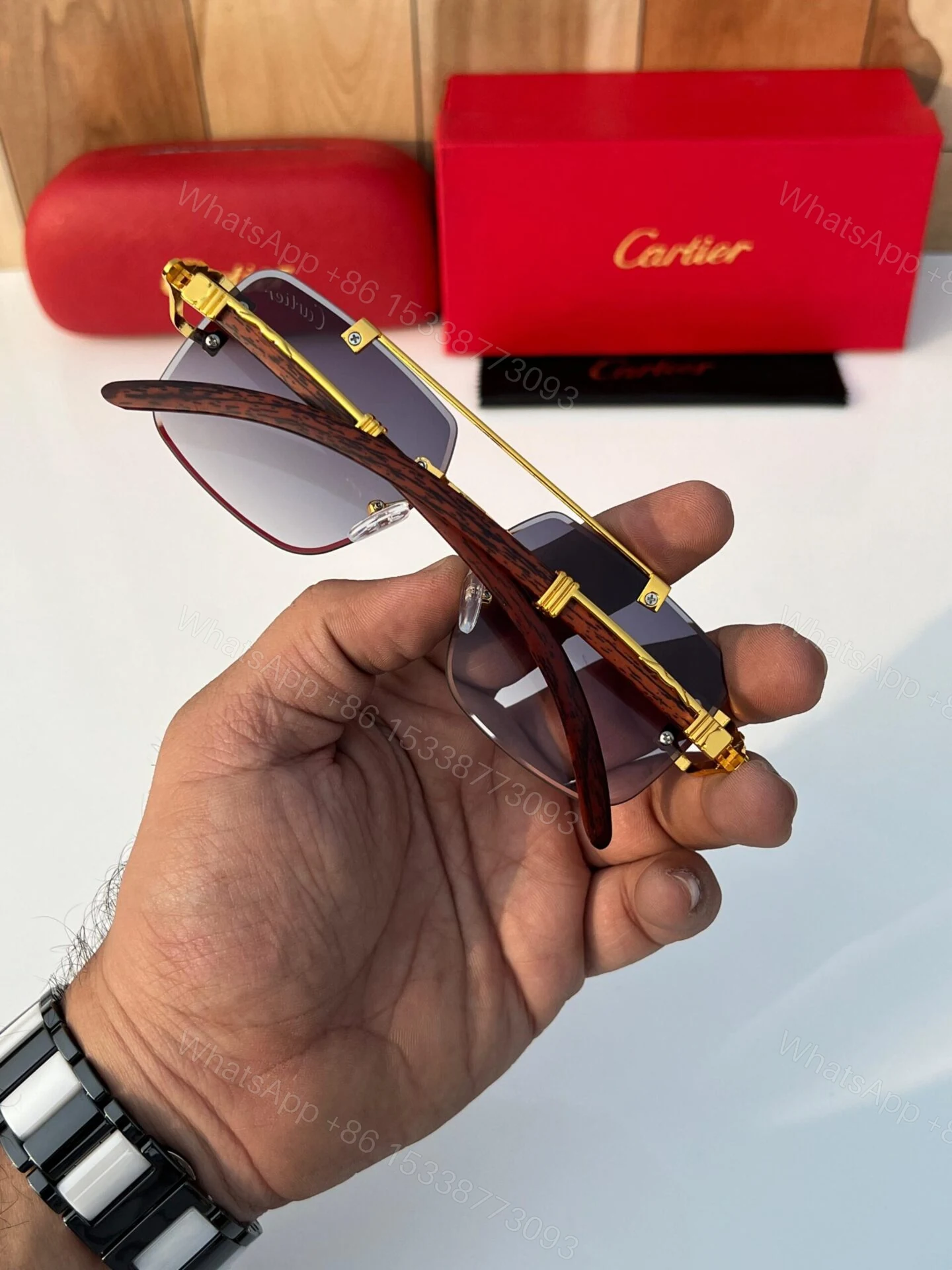 View 5 of Cartier Sunglasses Black-Grey