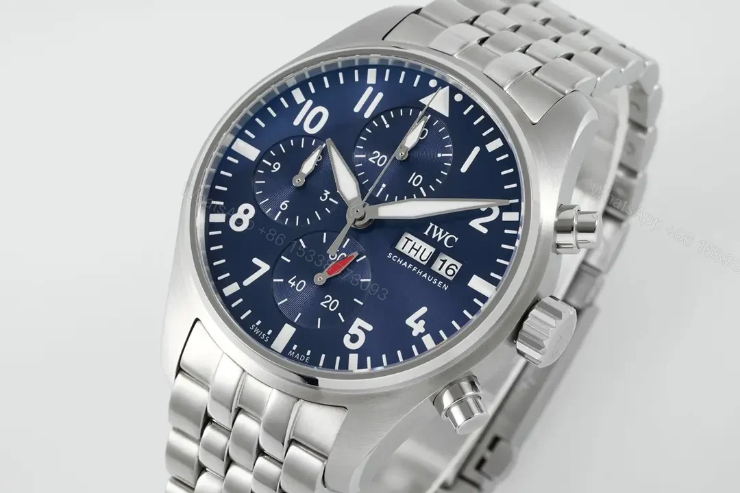 View 2 of IWC Pilot Chronograph Blue Dial Steel Bracelet 43mm IWC-PILOT-CHR-BLU43-SS