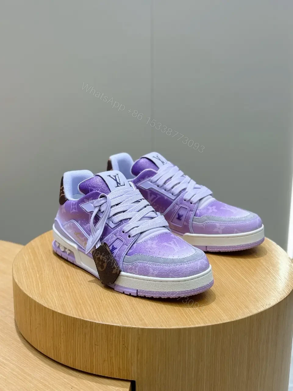 View 6 of Lavender Gradient Luxe High-Tops with LV-Inspired Detail