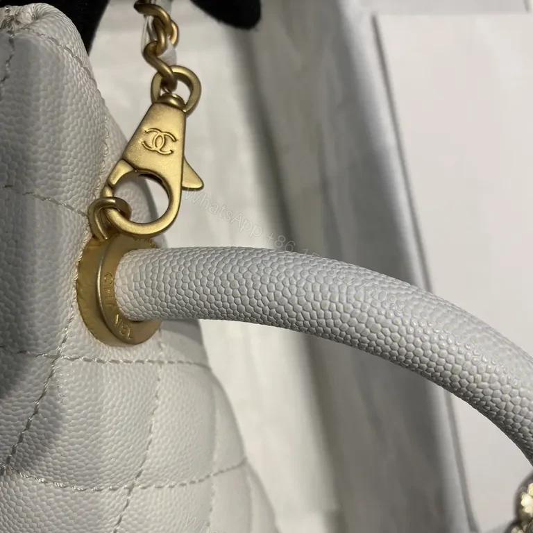 View 5 of Quilted White Leather Mini Bag: Luxe CC Chain Style