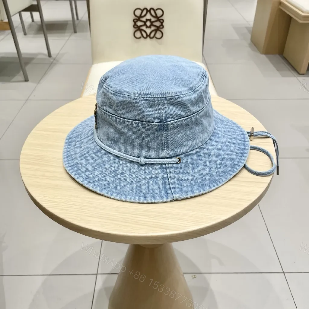 View 10 of Denim Bucket Hat + Gold Emblem + Casual Luxe + Iconic Accent + Hat