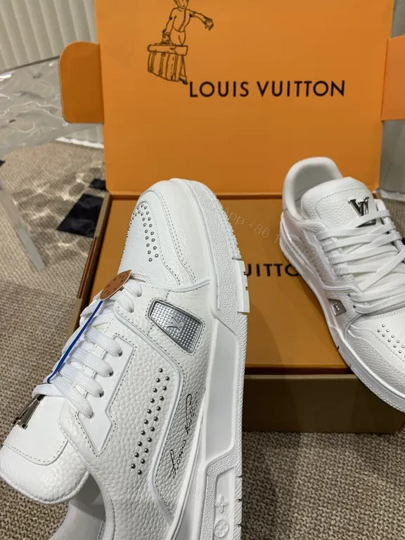 View 4 of White Leather Sneakers: Signature LV Detailing, Everyday Luxury