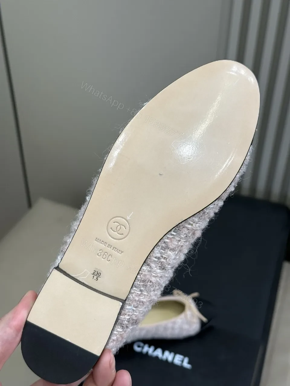 View 2 of Tweedy Black Cap-Toe Ballet Flats - Textured Comfort Luxury