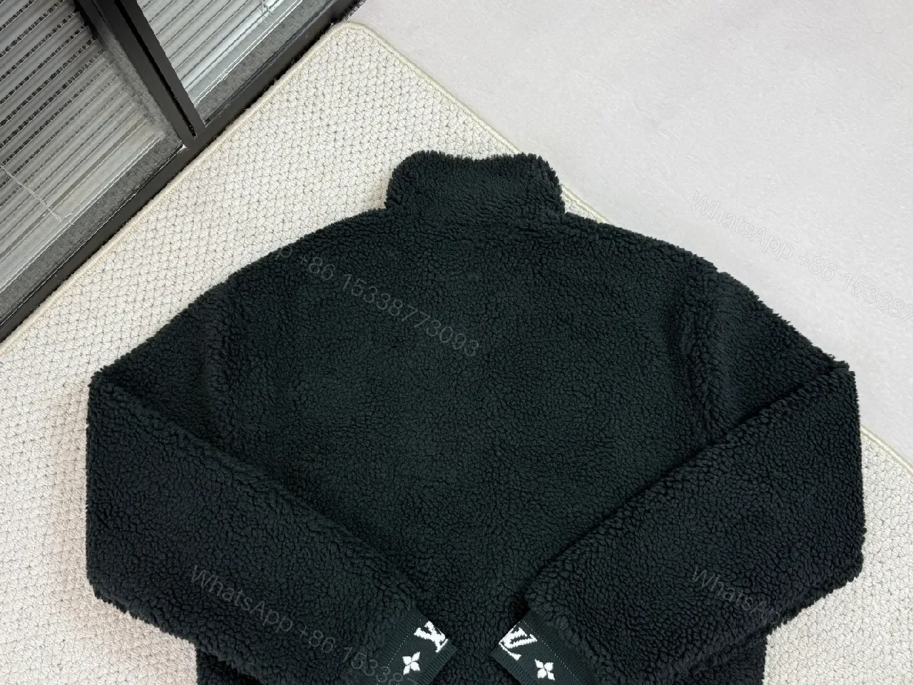View 5 of Lux Black Teddy Jacket with LV Details - Premium Casual Outerwear