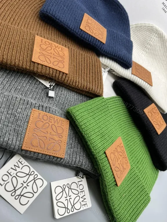 View 8 of Cozy Knit Beanie with Leather Patch â€“ Luxe Loewe-Inspired Style