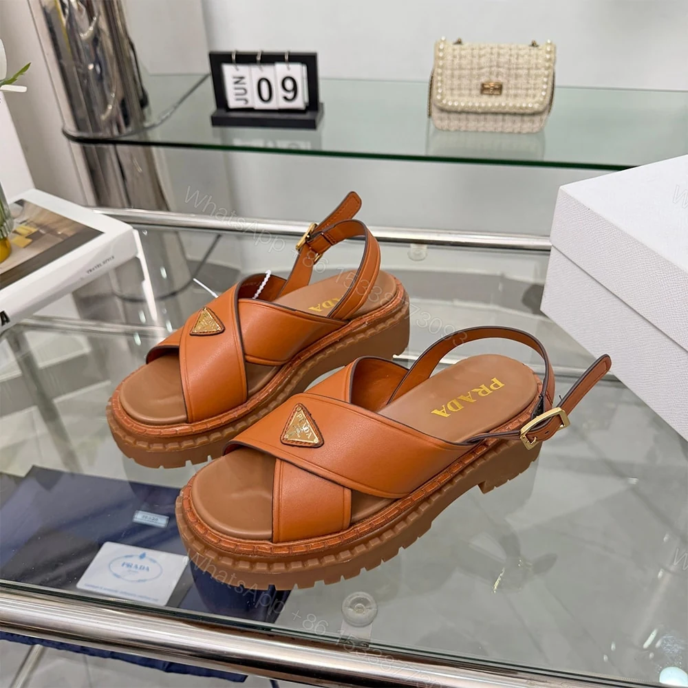 View 3 of PRADA Leather sandals 847539