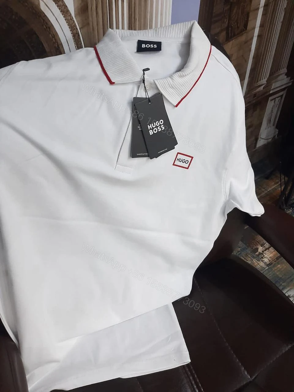 View 12 of FIRST COPY Hugo Boss Exclusive Cotton Lycra Collar T-Shirt
