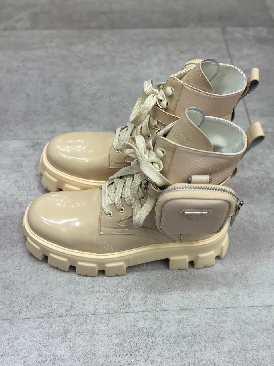 View 5 of ‘MONOLITH’ PLATFORM LEATHER COMBAT BOOTS WITH DETACHABLE POUCH