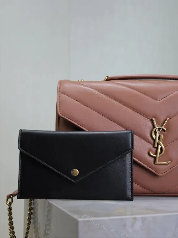 View 6 of Chic Quilted Bag + Cardholder Set: Blush Pink YSL Duo