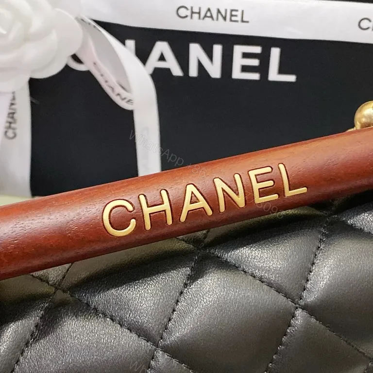 View 5 of Chanel-Inspired Quilted Black Leather Shoulder Bag: Timeless Luxury