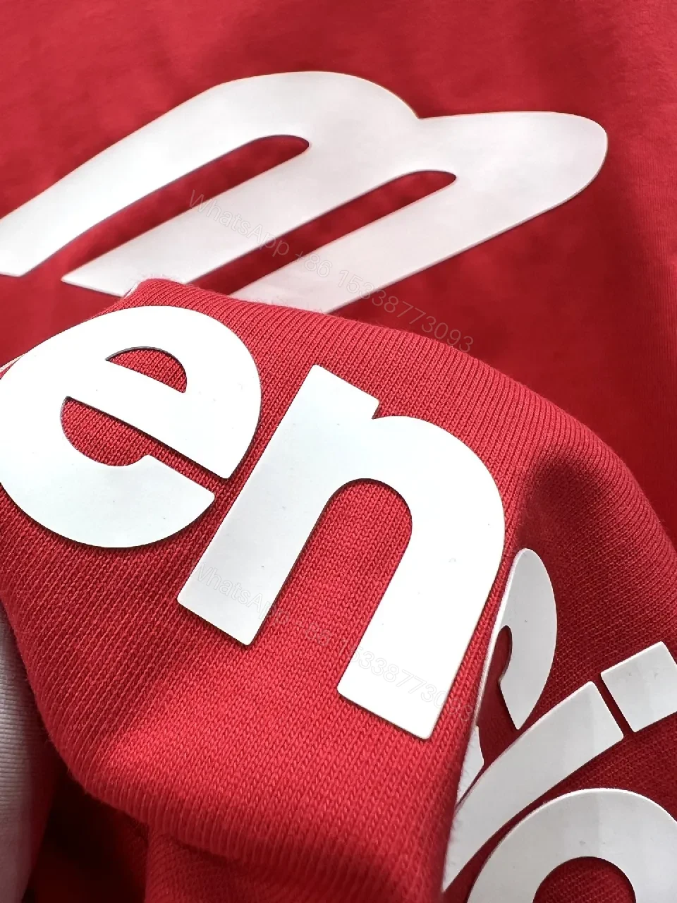 View 7 of Bold Red Jersey Tee: Subtle Logo, Casual Luxe Top