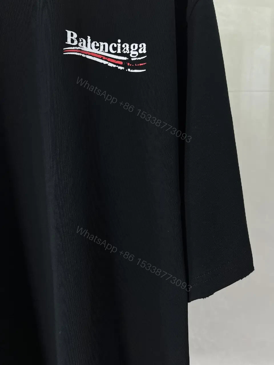 View 7 of Black Cotton Loose Tee Logo Crewneck Short-Sleeve T-Shirt