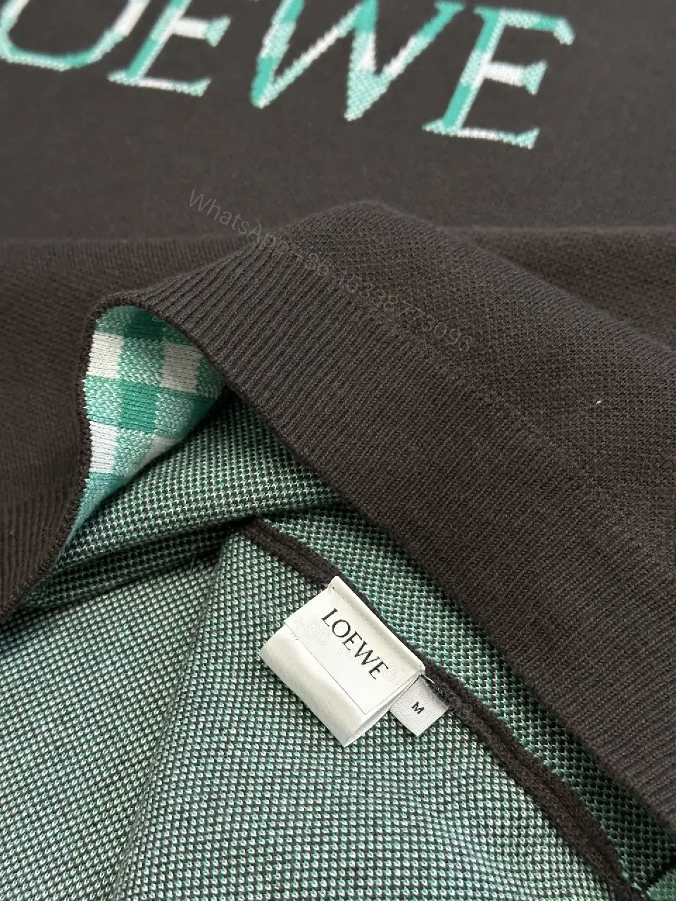 View 8 of Bold Logo Front Knit: Charcoal, Teal Plaid, Modern-Cool Sweatshirt