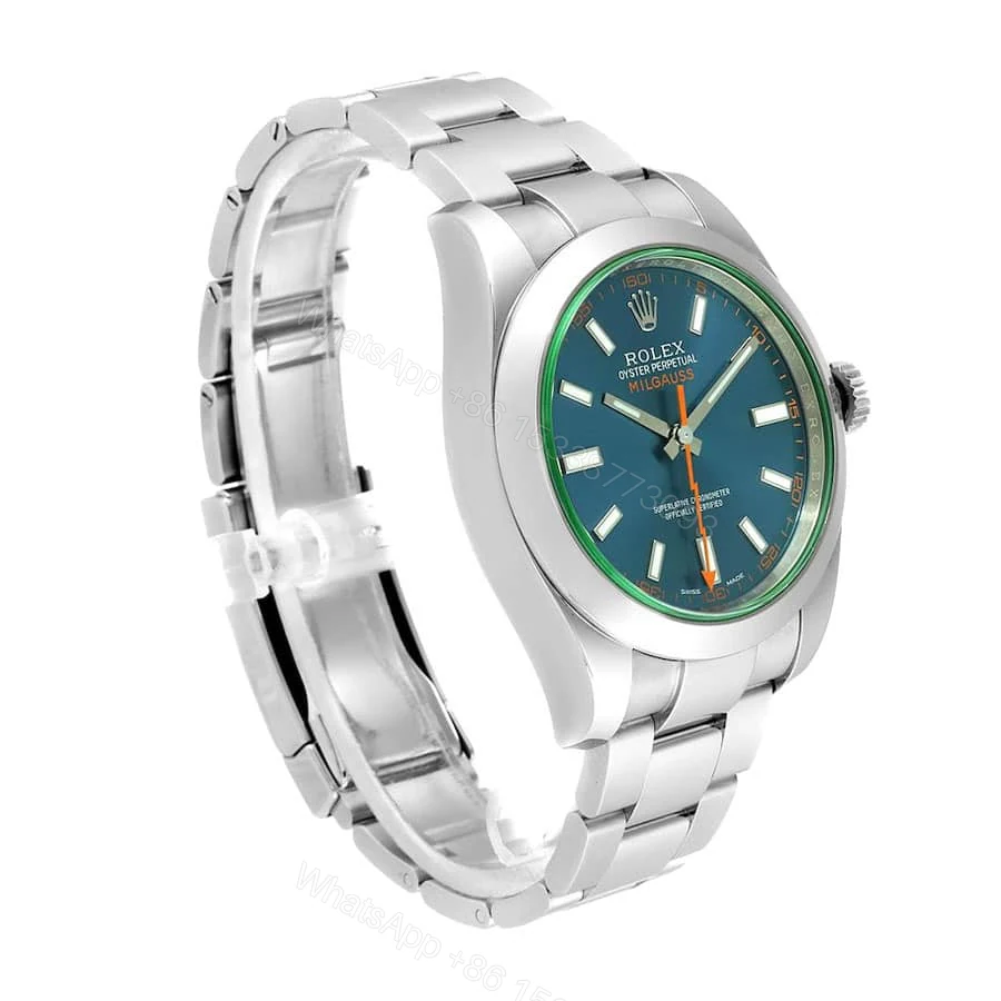 View 2 of Rolex Milgauss 116400GV-0002 Super Clone: Z-Blue Dial Green Crystal 40mm