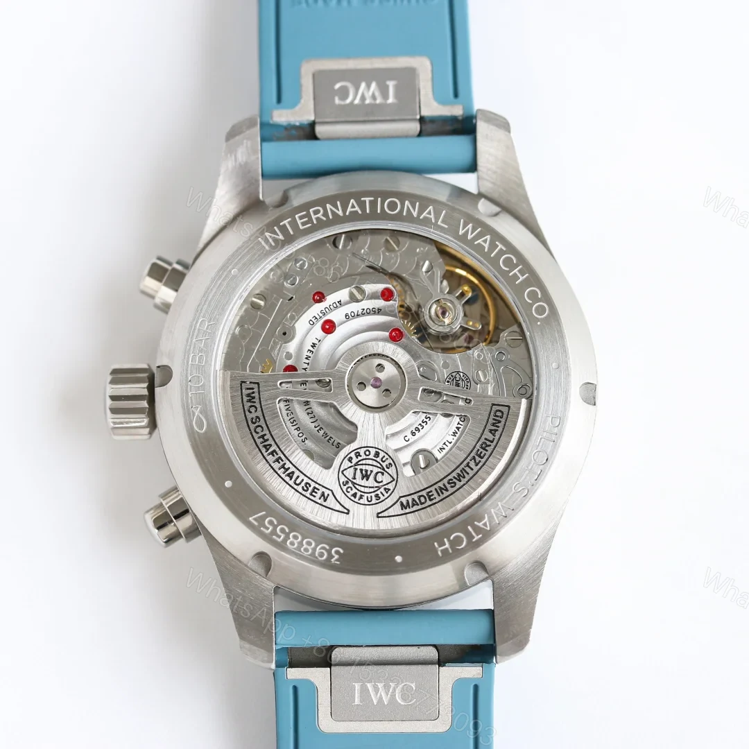 View 7 of IWC Pilot Chronograph Blue Replica 41MM Premium Blue Dial Rubber Strap Edition IW388117