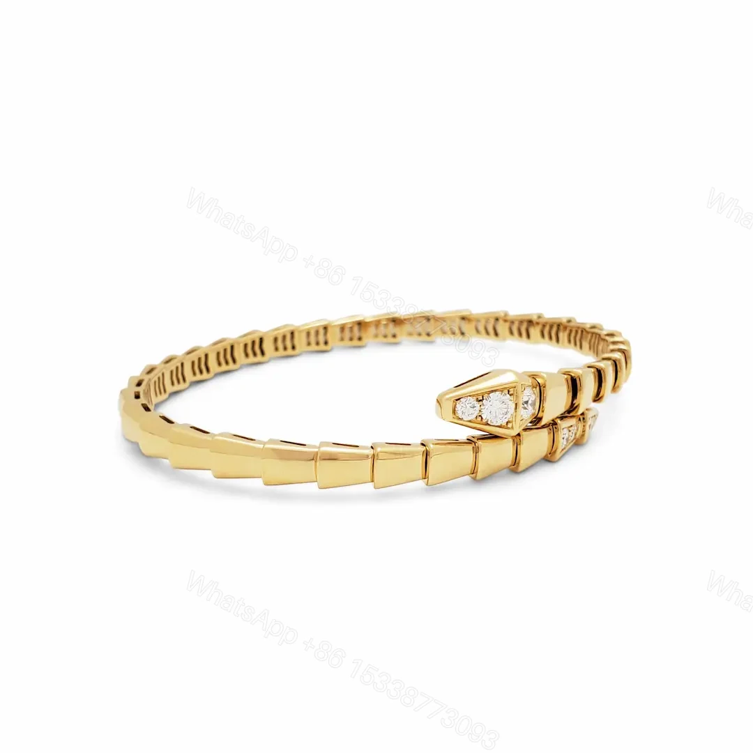 View 4 of 18k Gold Bulgari Serpenti Viper Bracelet Pave Diamonds