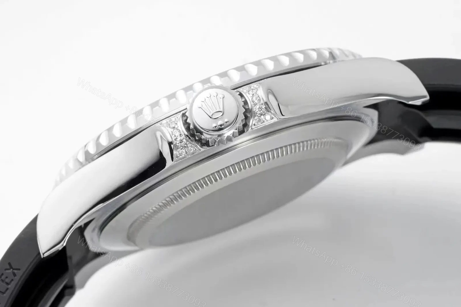 View 8 of C+ Factory Clean Factory Rolex Yacht-Master Diamond Silver Black Strap