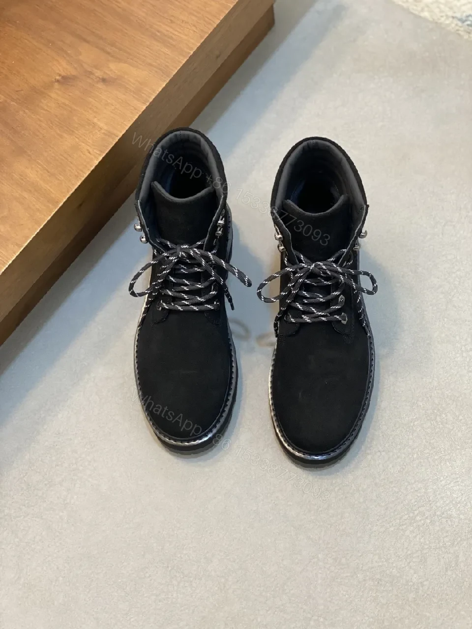 View 3 of Black Suede Leather Lug-Soled Boots, Urban Luxury Style