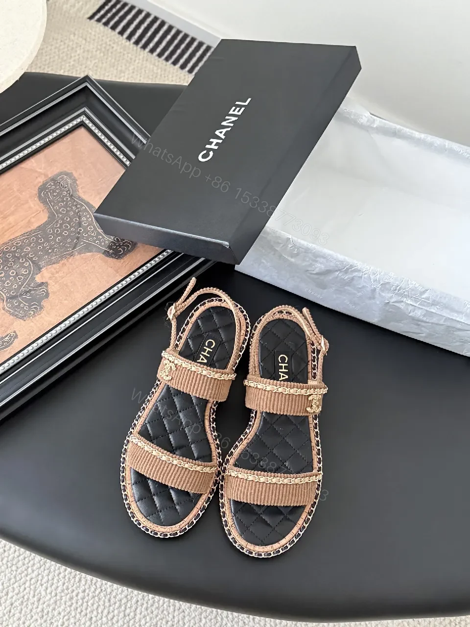 Textured-Chic Sandals: Quilted Footbed, Rope-Edge Straps — view 1