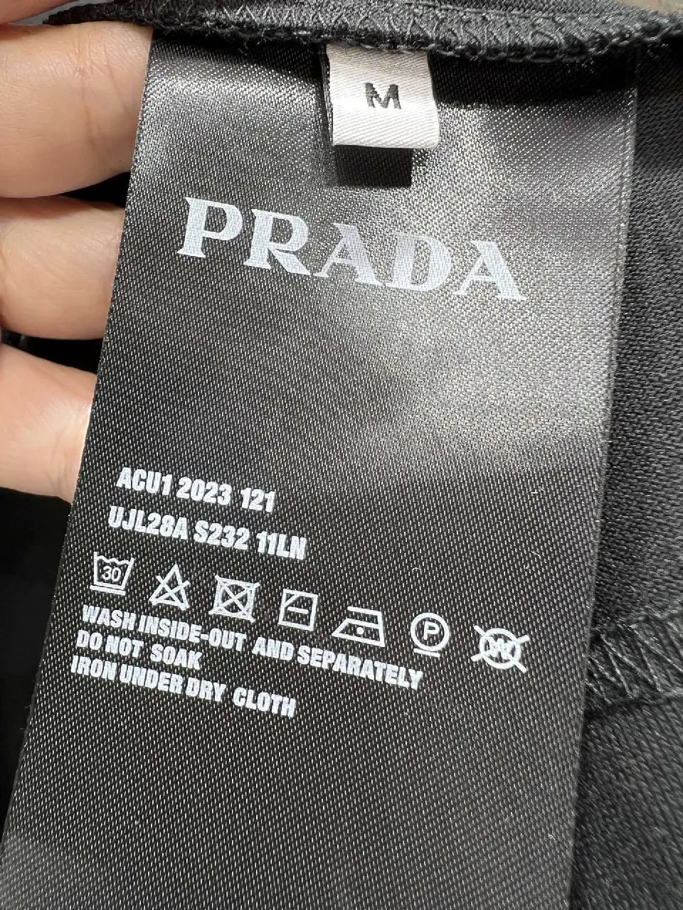 View 3 of Black Graphic Tee: Premium Prada Triangle Logo, Modern Streetwear