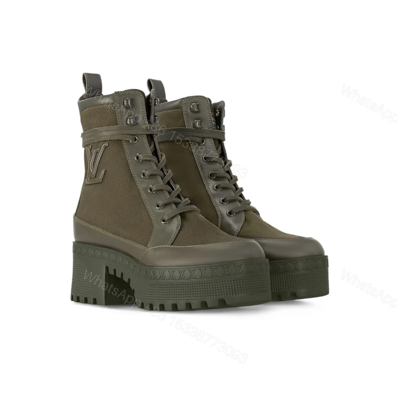 LOUIS VUITTON LAUREATE PLATFORM DESERT BOOT KAKI GREEN 1AC7S9 — view 1