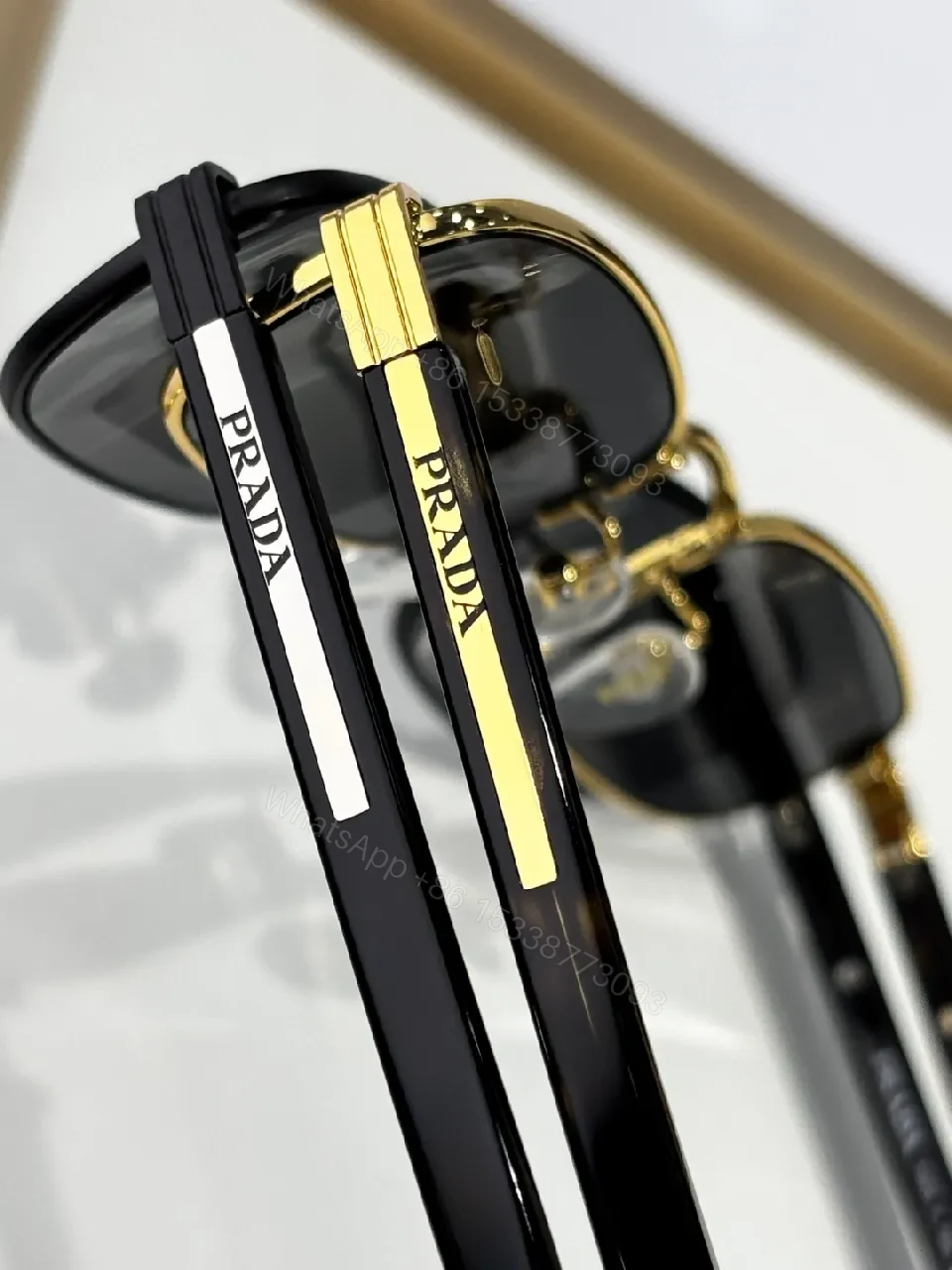 View 8 of Vintage-Lux Gold-Accent Sunglasses with Amber Lenses