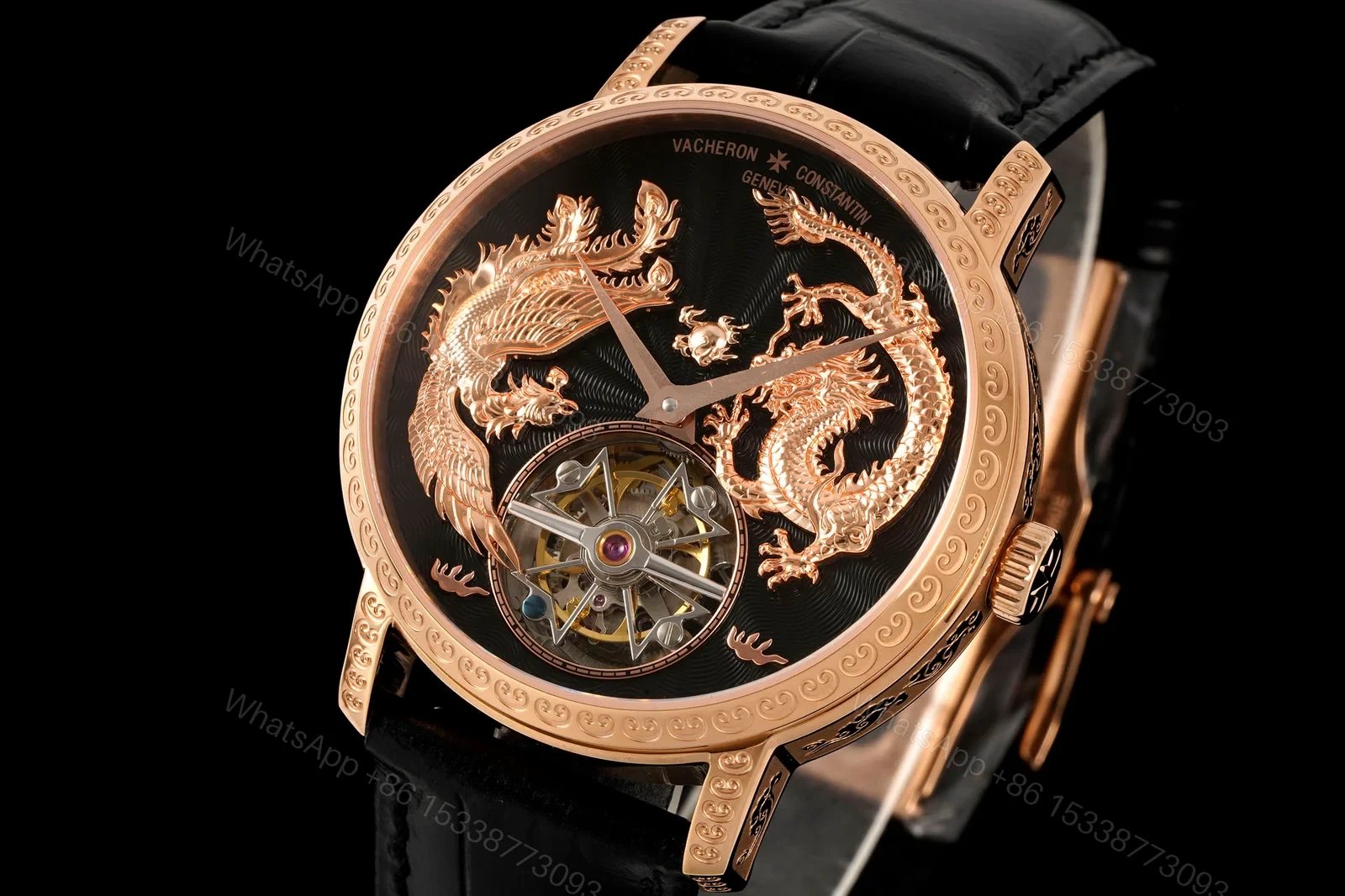 View 2 of Vacheron Constantin Traditionnelle Tourbillon Phoenix and the Dragon Pink Gold Black Dial 6040T/000R-B961