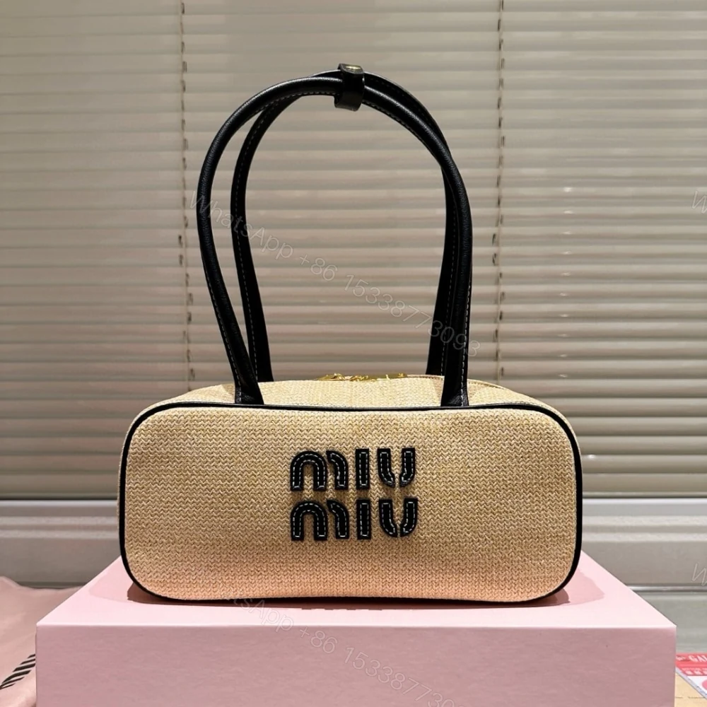 View 3 of MIUMIU WOMEN’S CANVAS AND BAG BLACK 27CM
