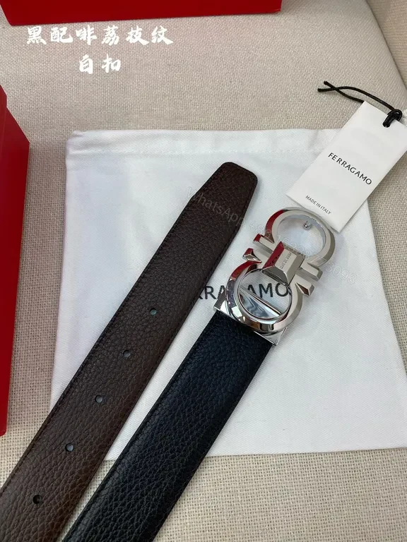 View 5 of Premium Black Leather Belt with Signature Hardware Belt