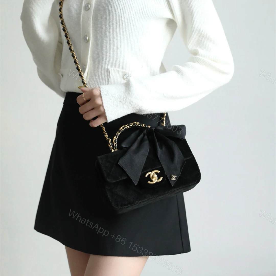 View 18 of 高仿Chanel*25K系列AS5875蝴蝶結絲絨單肩包Mini免檢版