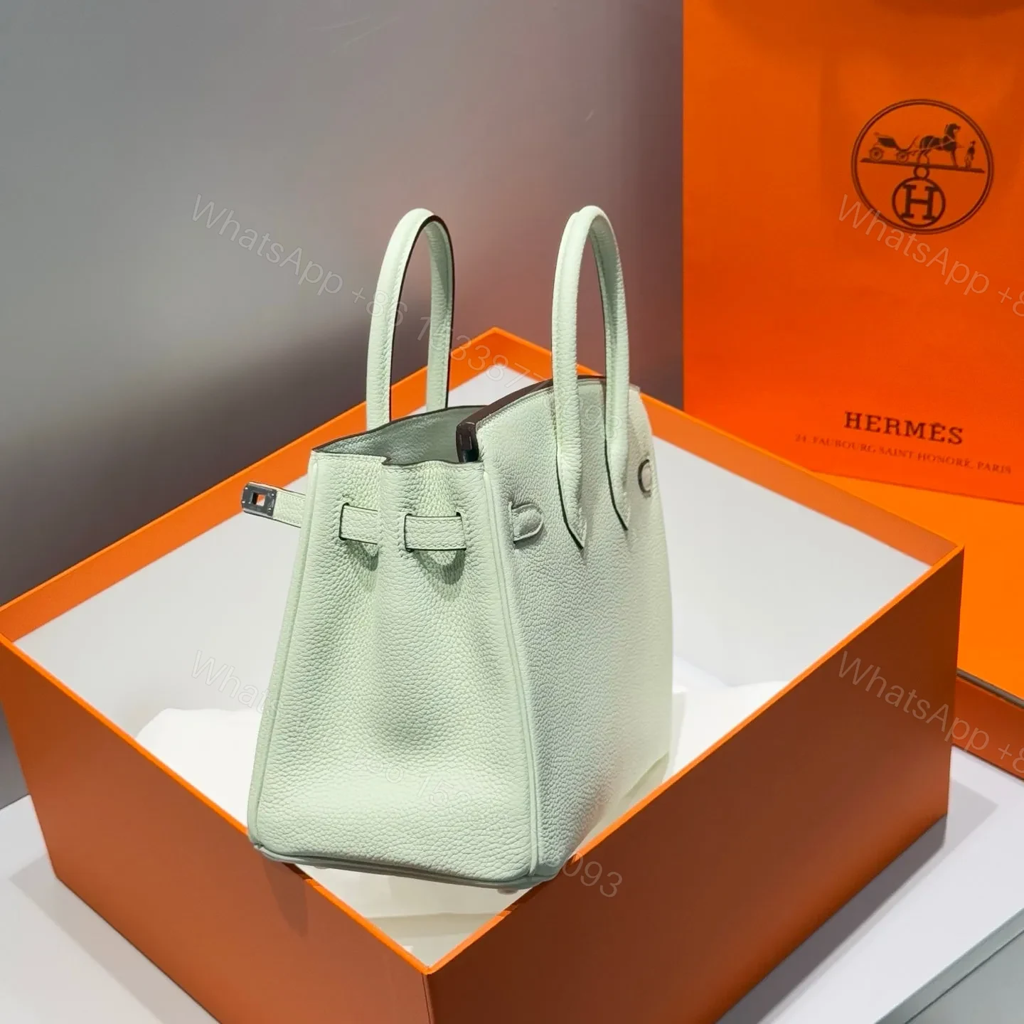 View 3 of HN 25 IN LIGHT MINT GREEN SILVER HARDWARE
