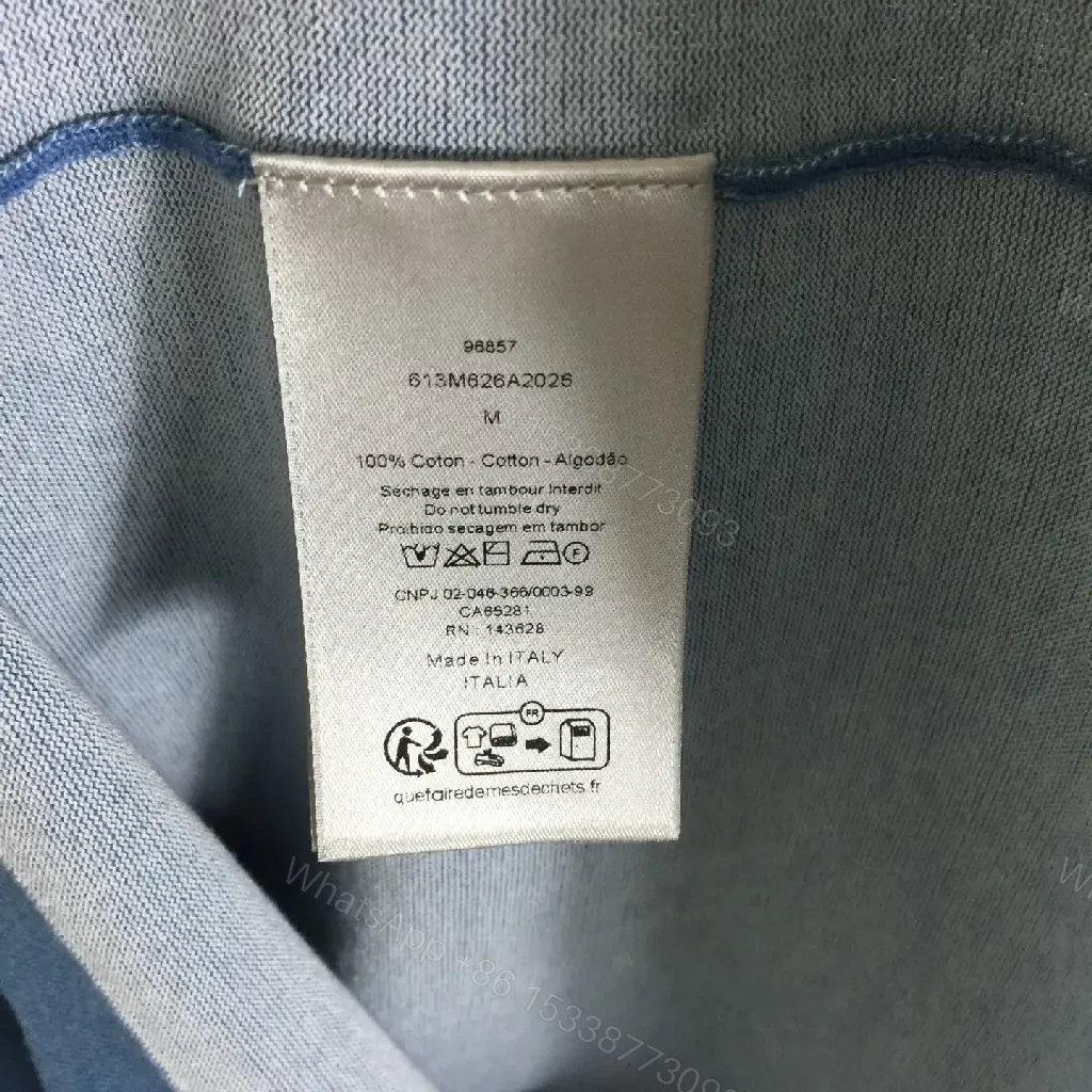 View 5 of Blue Cotton Blend Oversized Tee — Subtle Dior Logo, Luxe Streetwear